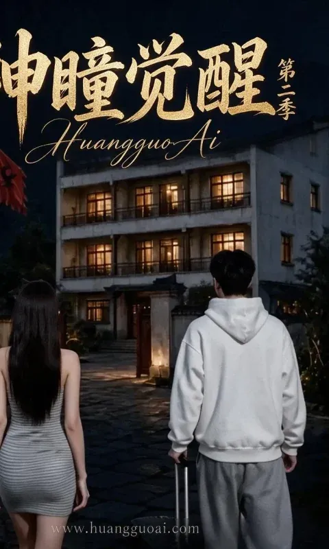 悬疑短剧海报：夜色中的老楼与并肩站立的两个人